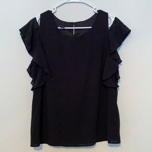 Black shoulder detail blouse
